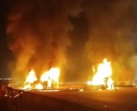 sleeper bus caught fire